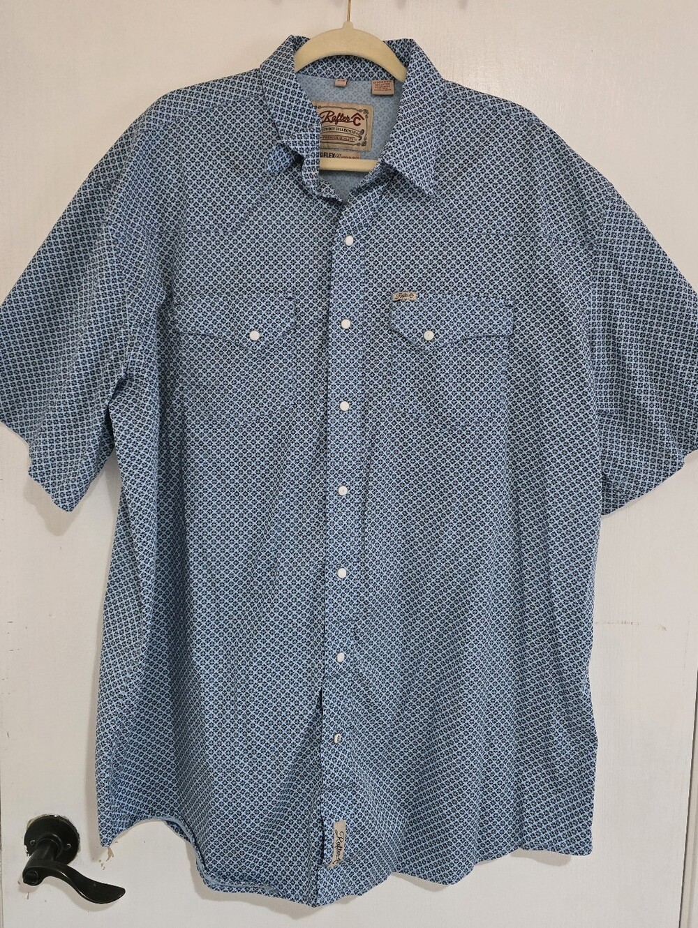 Blue Rafter Mens 3XB Western Shirt Short Sleeve Pearl Snap